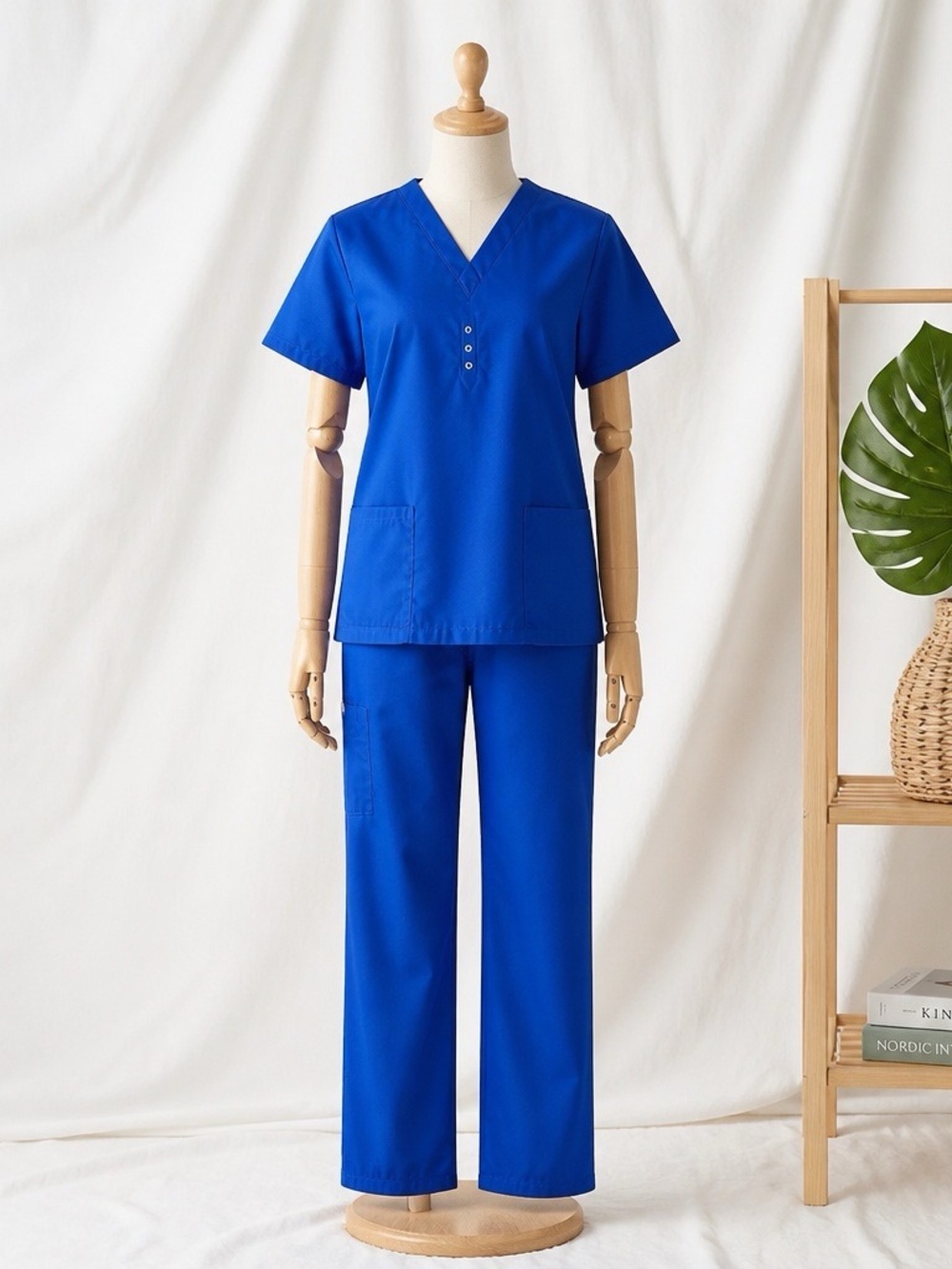 Women's V-Neck Straight Leg Scrub Set - Royal Blue